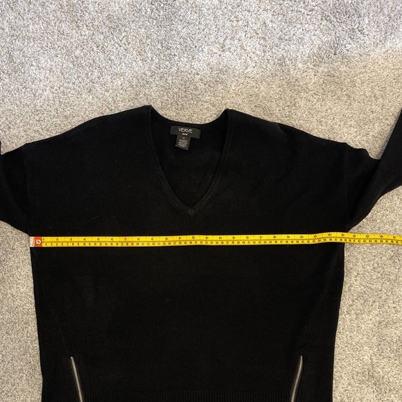 Verve ami Black V Neck Acrylic Sweater with Zippers‎ Medium Pre-owned - Picture 7 of 8